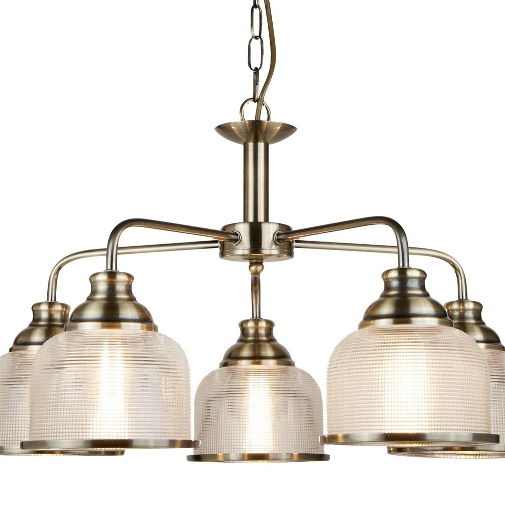 Bistro 3/5Lt Multi-Arm Pendant- Satin Silver/Antique Brass Finish