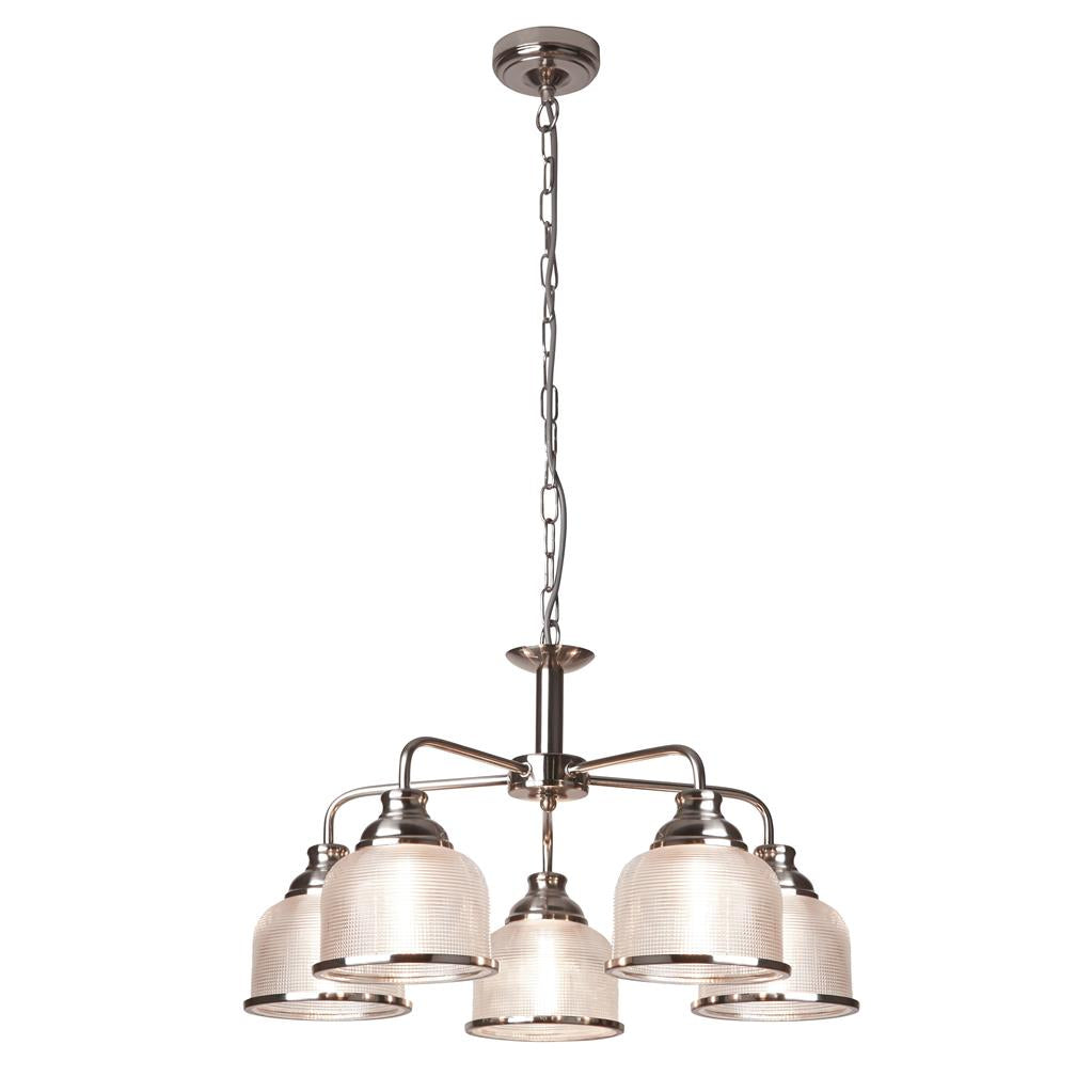Bistro 3/5Lt Multi-Arm Pendant- Satin Silver/Antique Brass Finish