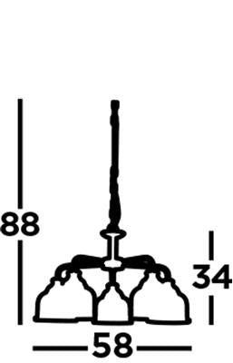 Bistro 3/5Lt Multi-Arm Pendant- Satin Silver/Antique Brass Finish