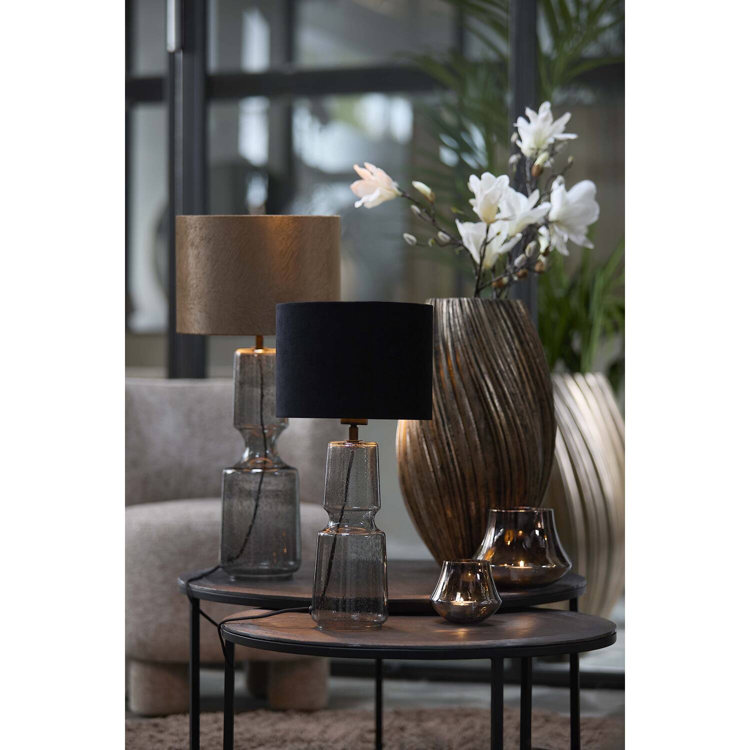 Labin Table Lamp Base Only- Smoked / Brown Glass Finishes