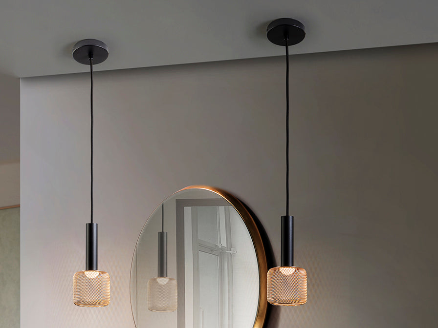 Sincro Single Pendant-  Black/Gold Finish