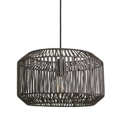 Boho Rattan Ceiling Pendant - 18 Inch - Drum