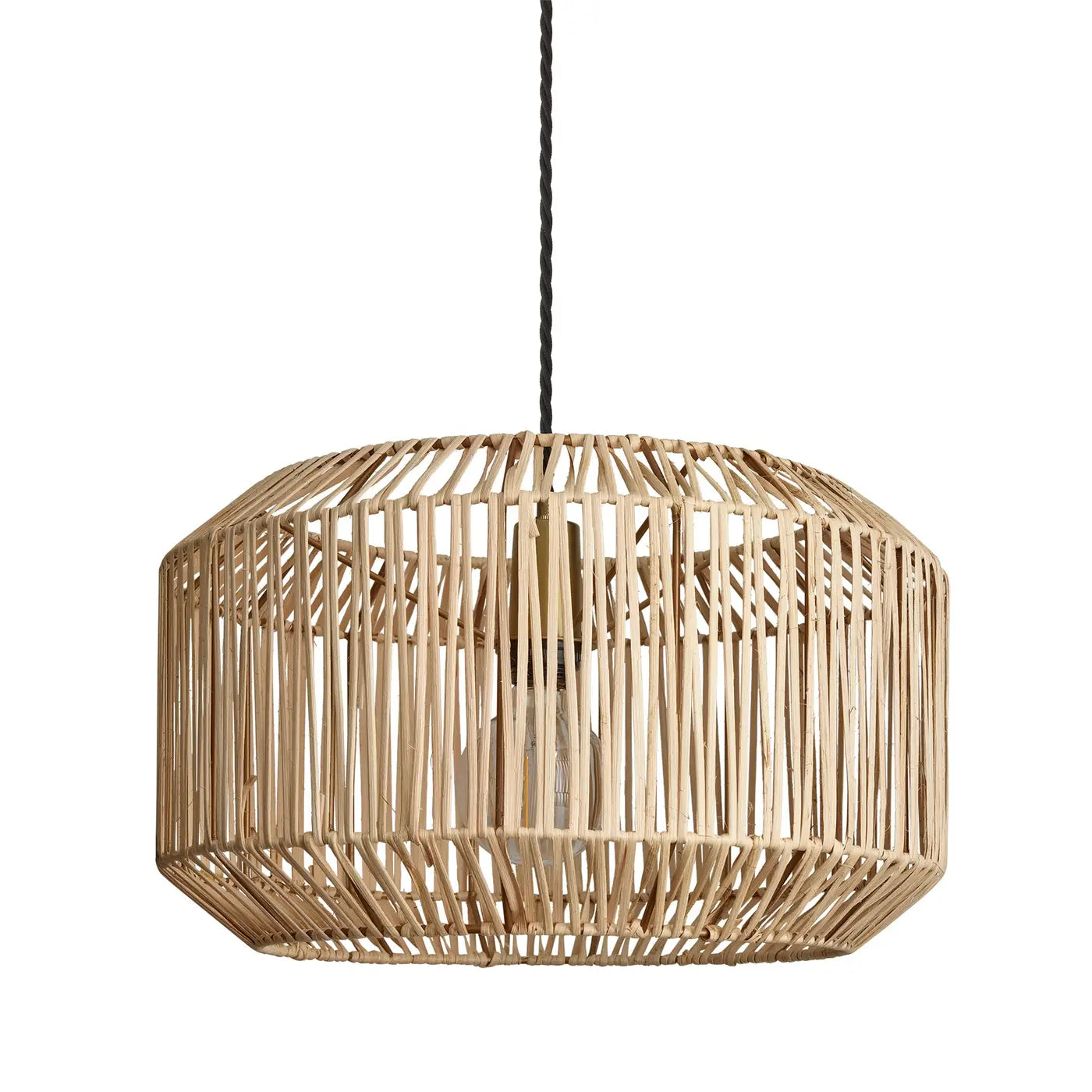 Boho Rattan Ceiling Pendant - 18 Inch - Drum