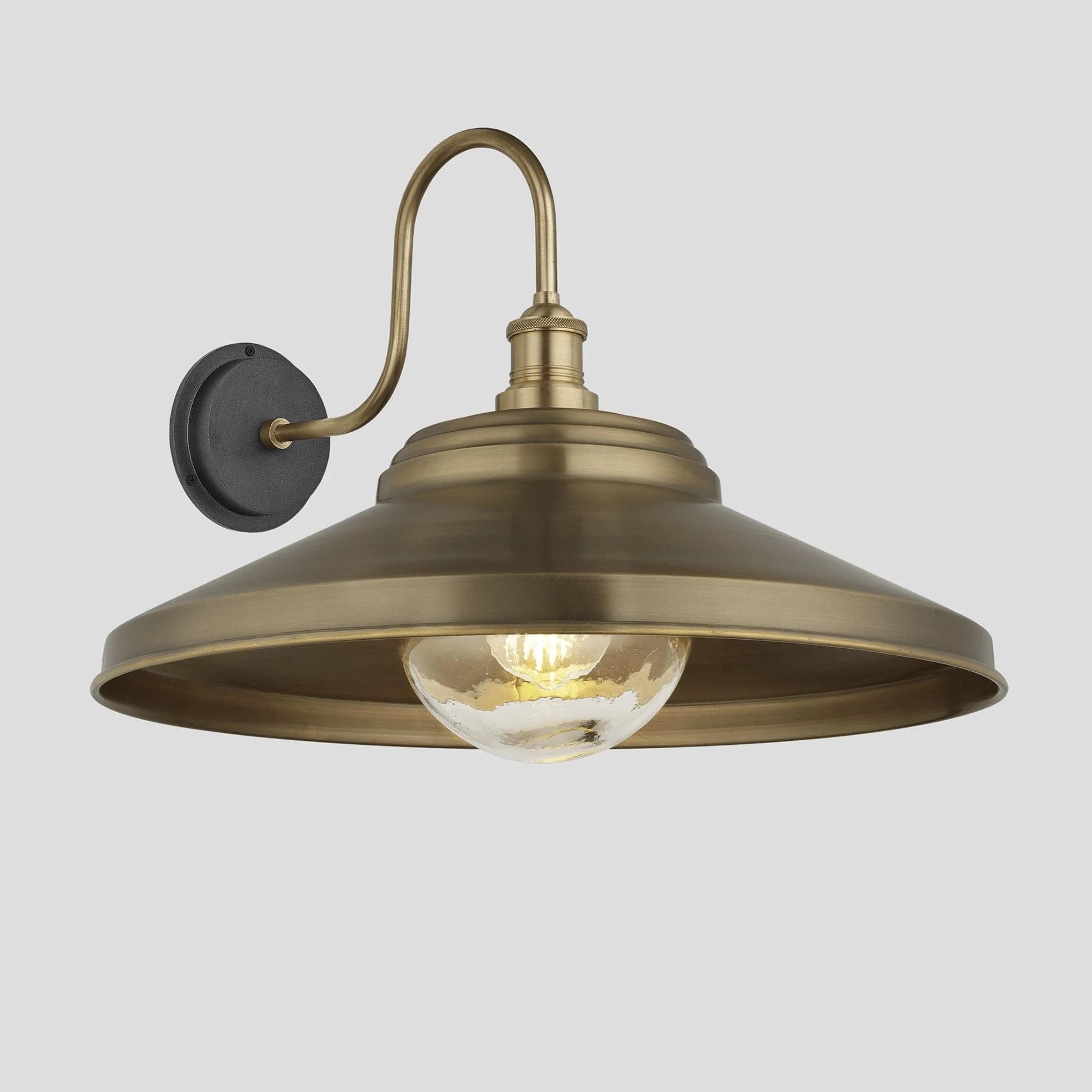 Swan Neck Outdoor & Bathroom Step Wall Light - 16"/18" - Brass