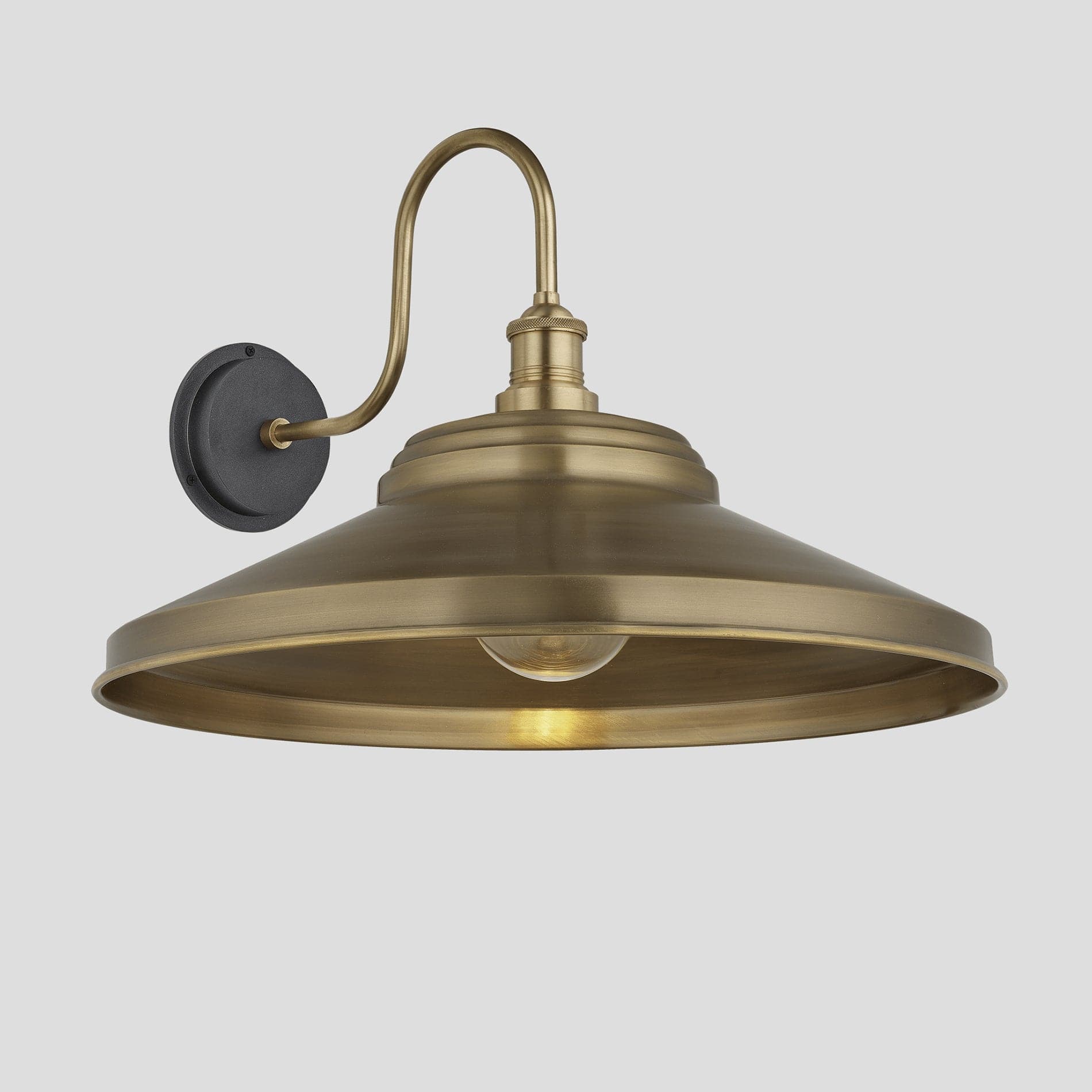 Swan Neck Outdoor & Bathroom Step Wall Light - 16"/18" - Brass