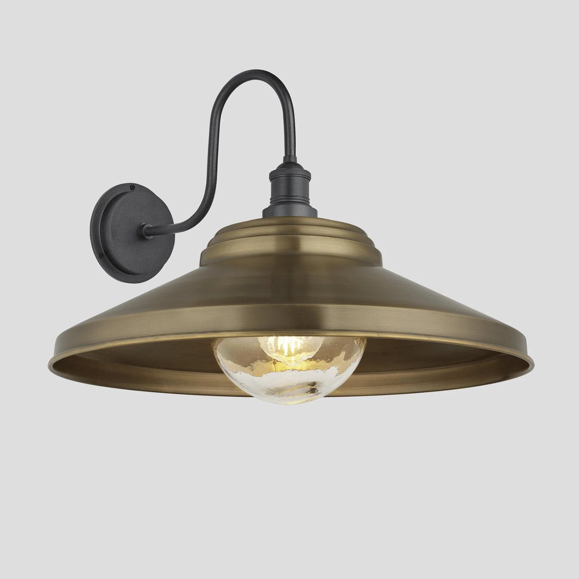 Swan Neck Outdoor & Bathroom Step Wall Light - 16"/18" - Brass