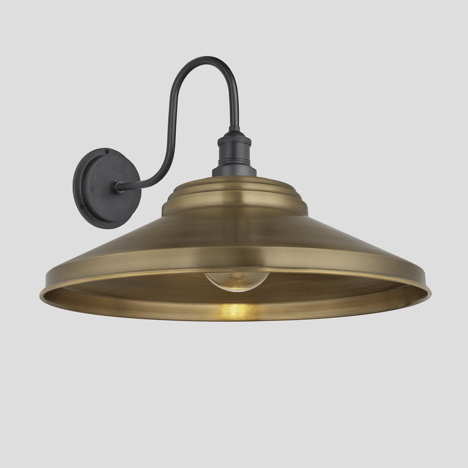 Swan Neck Outdoor & Bathroom Step Wall Light - 16"/18" - Brass
