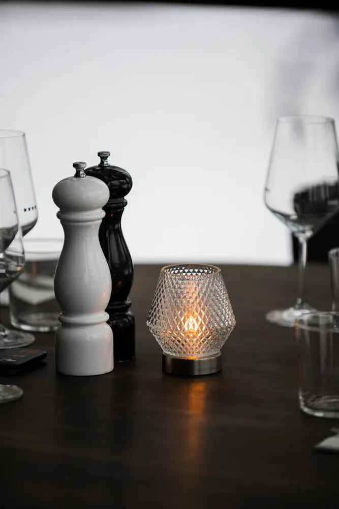 Rechargeable Glass Table Lamp  Candle. LED