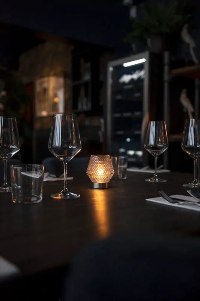 Rechargeable Glass Table Lamp  Candle. LED