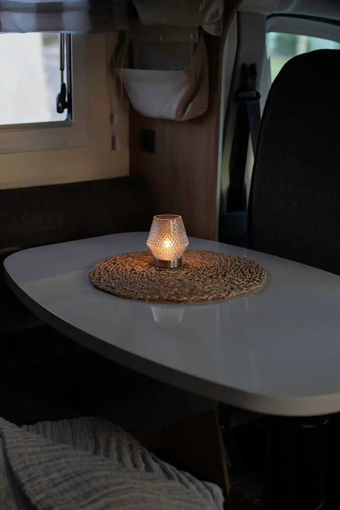 Rechargeable Glass Table Lamp  Candle. LED
