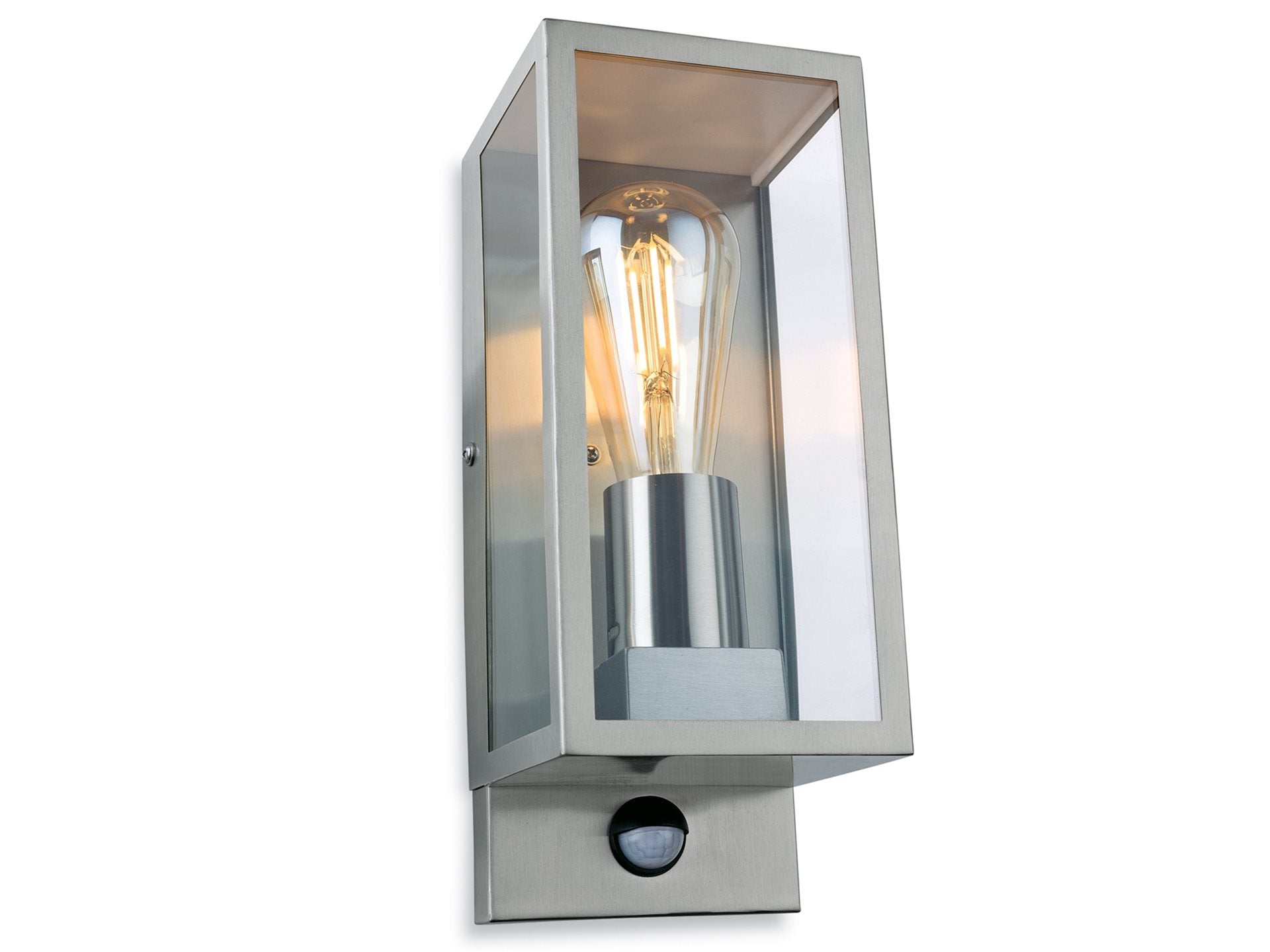 Dallas Wall Light with PIR- Black/ Stainless Steel