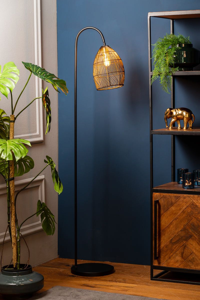 Meya Floor Lamp - Matt Black & Gold Finish