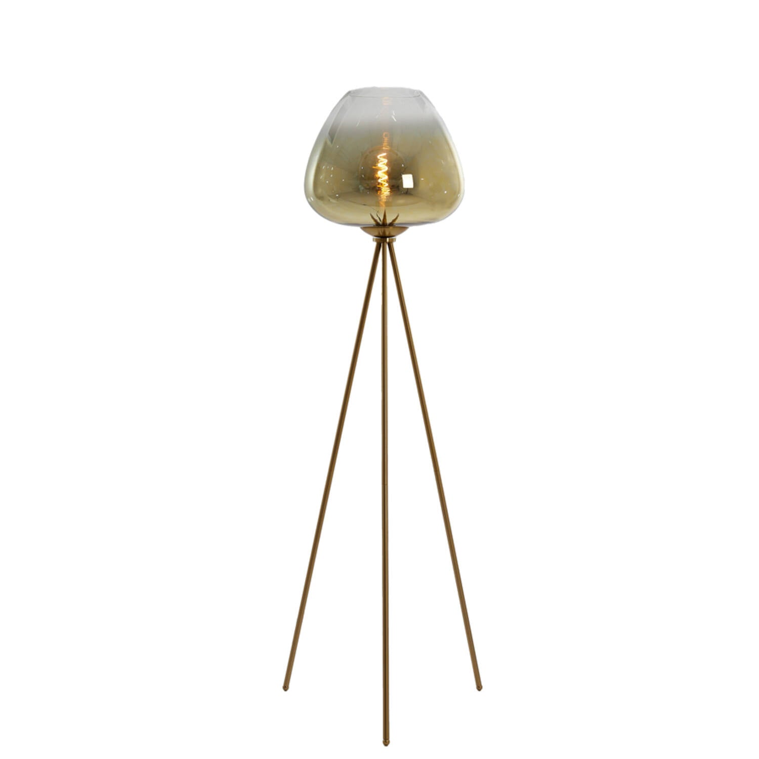 Mayson Floor Lamp Tripod - Smoked/Gold Glass