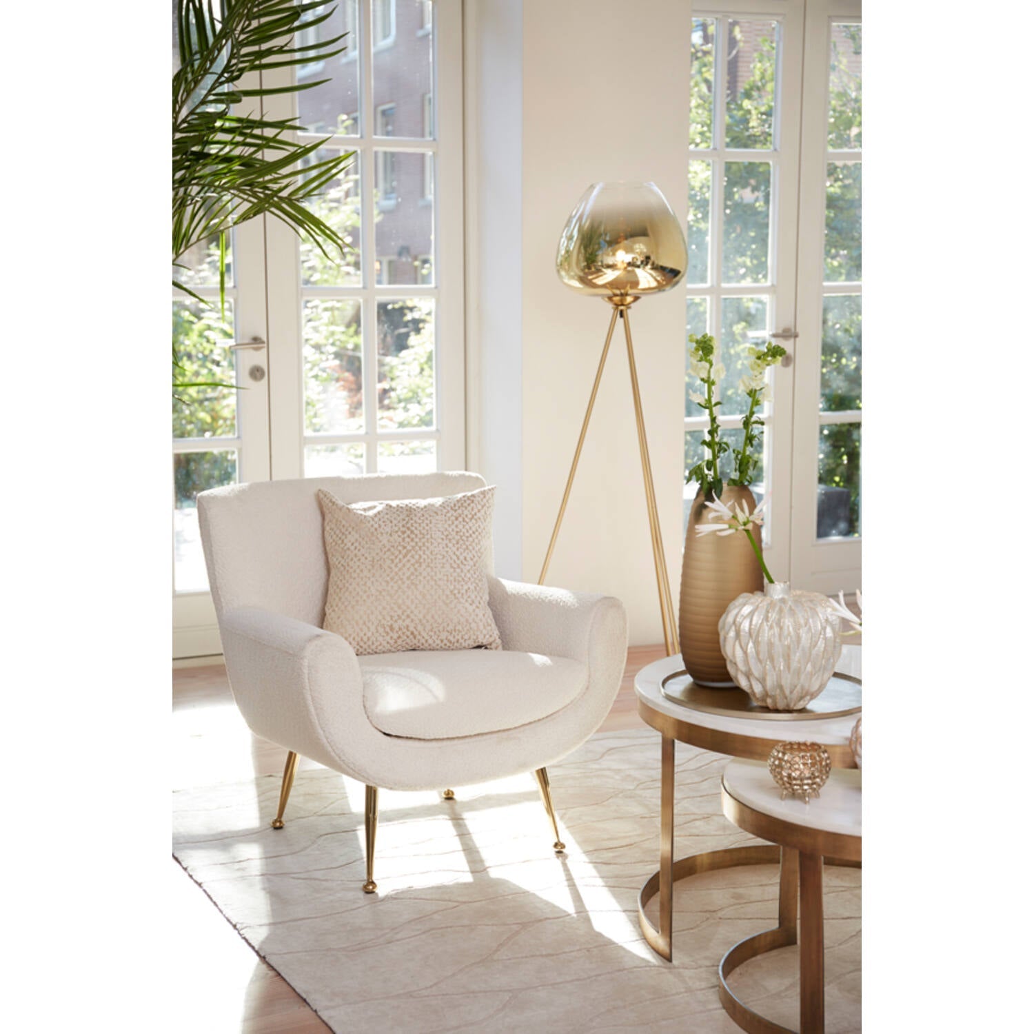 Mayson Floor Lamp Tripod - Smoked/Gold Glass