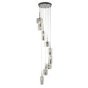 Linen 9Lt Multi-Drop Pendant - Chrome Metal & Smoked Glass G4