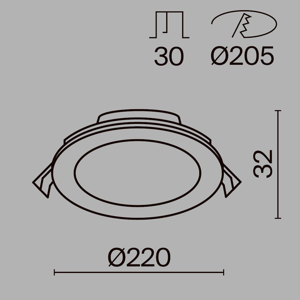 Stockton LED Flush Recessed Ceiling Light- White Finish IP44