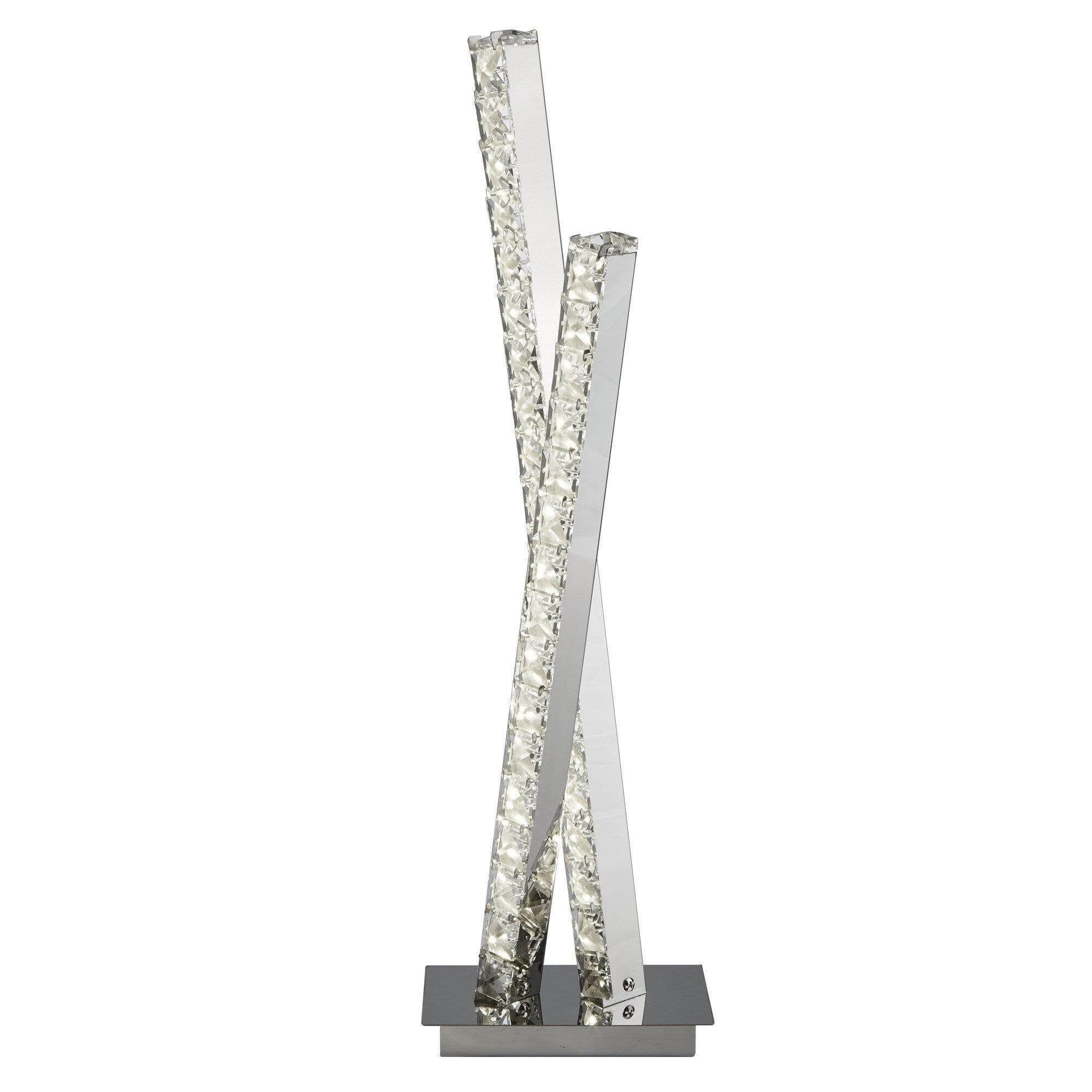 2 LIGHT LED COLUMN TABLE LAMP, CLEAR CRYSTAL TRIM, CHROME - Cusack Lighting