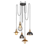 Brooklyn Cluster Ceiling Light With Shades- Pewter/ Brass Finish