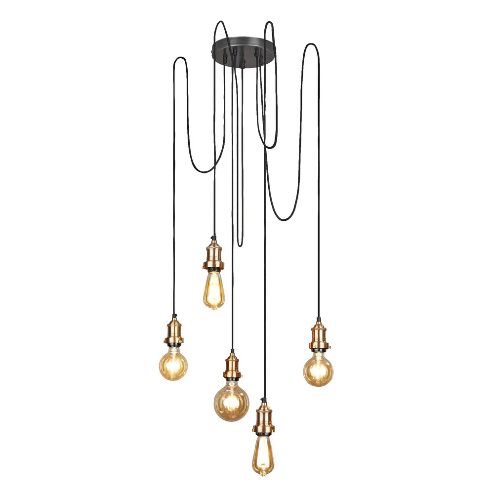 Brooklyn Cluster Ceiling Light - Pewter/Brass Finish