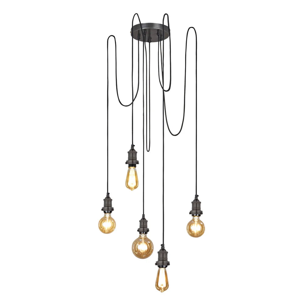 Brooklyn Cluster Ceiling Light - Pewter/Brass Finish