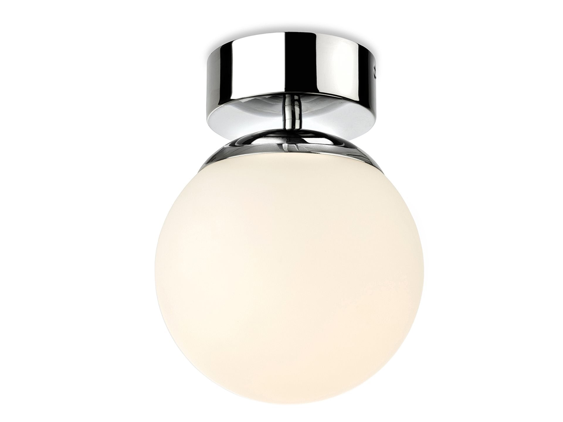 Brook LED Flush Ceiling Fitting- Chrome with Opal White Glass