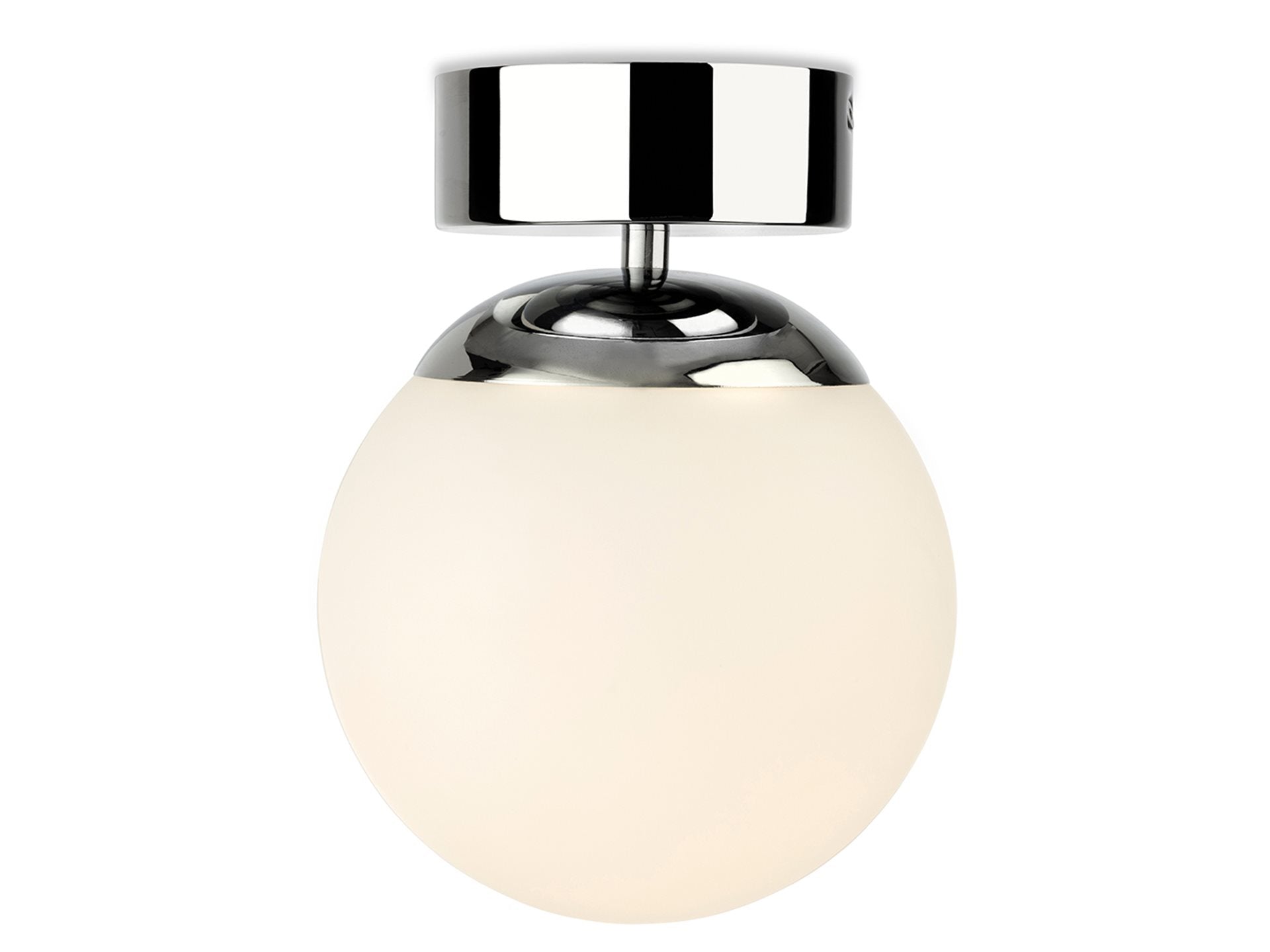 Brook LED Flush Ceiling Fitting- Chrome with Opal White Glass