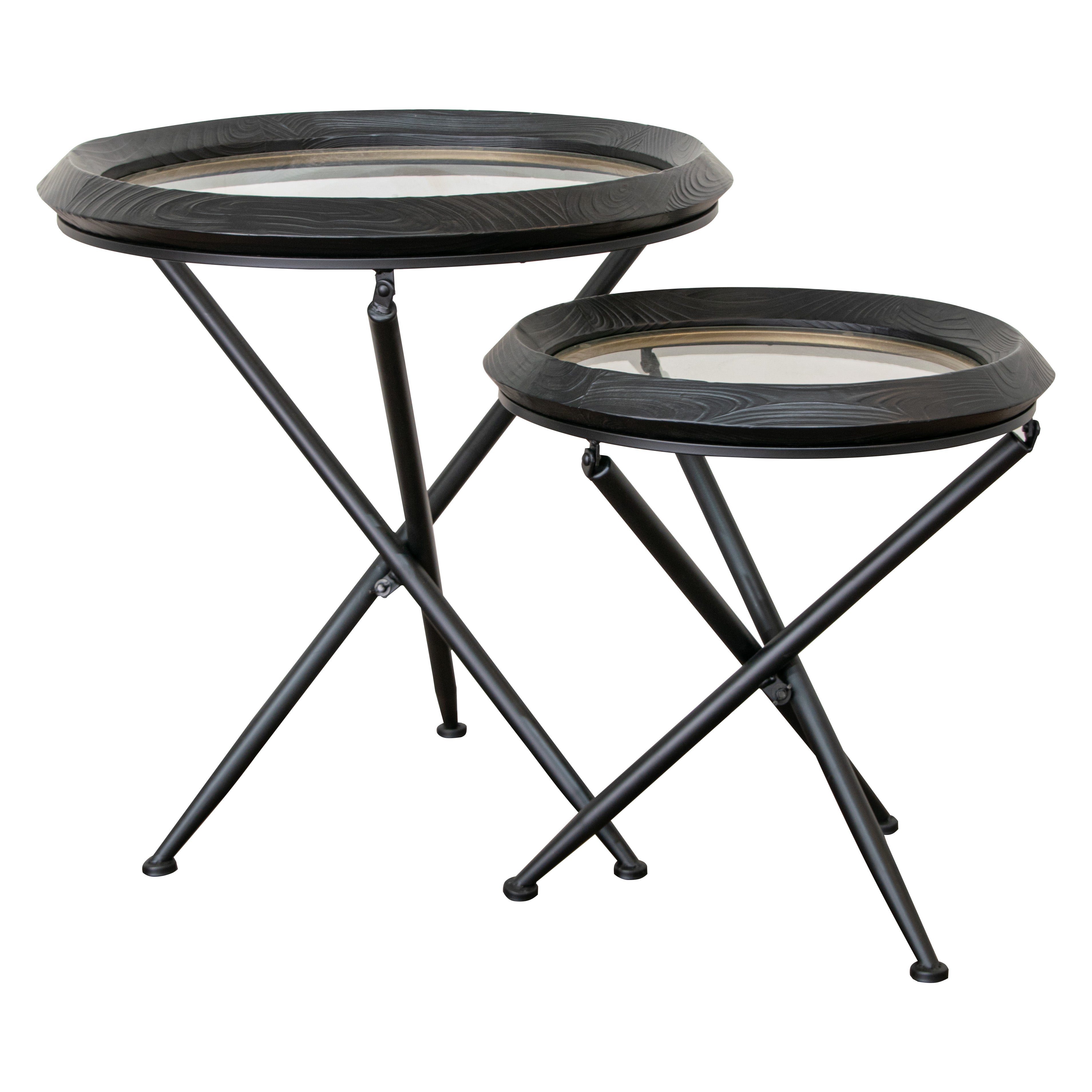 Jemima Side Tables - Black & Glass
