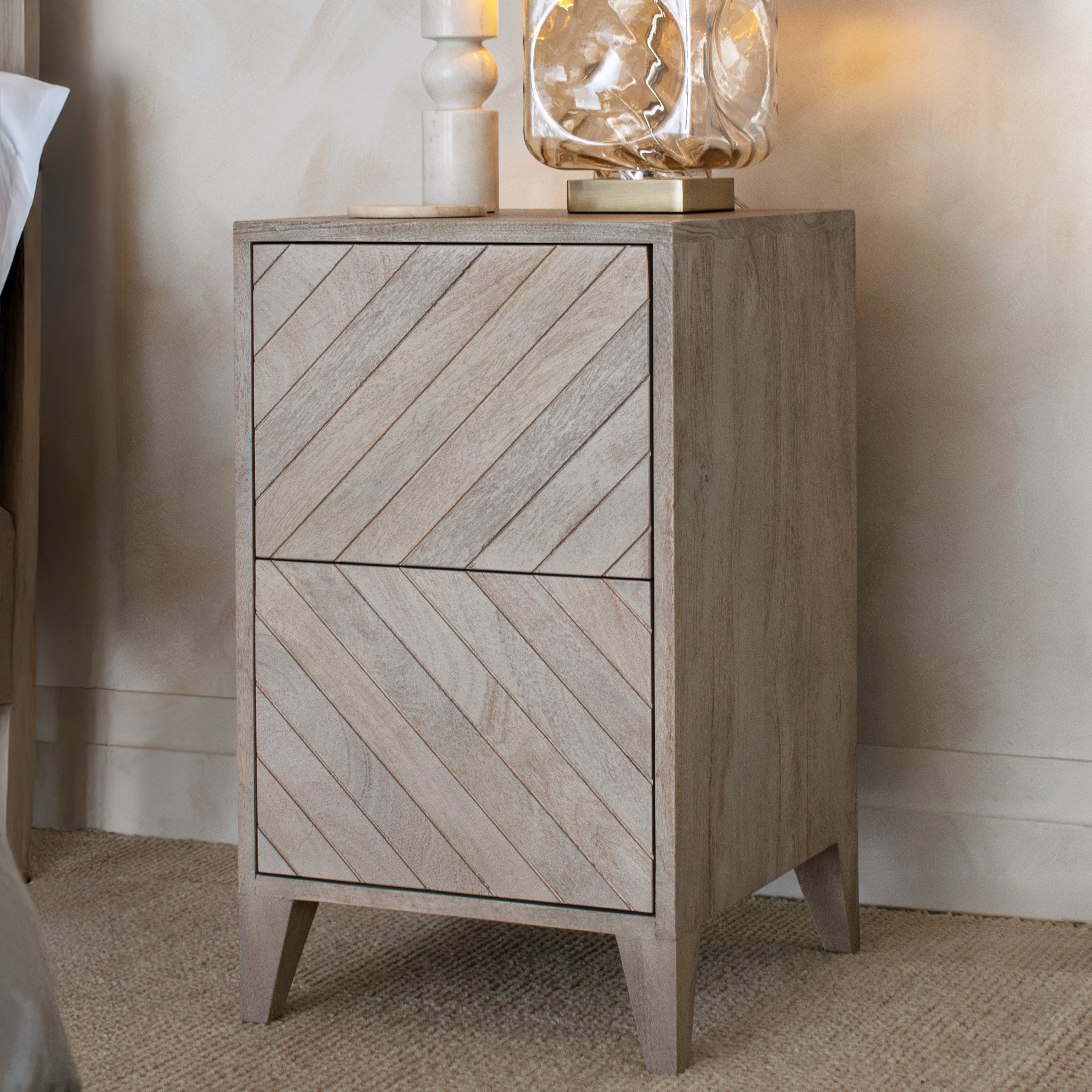 Croft Left/Right Bedside Table - Stonewash