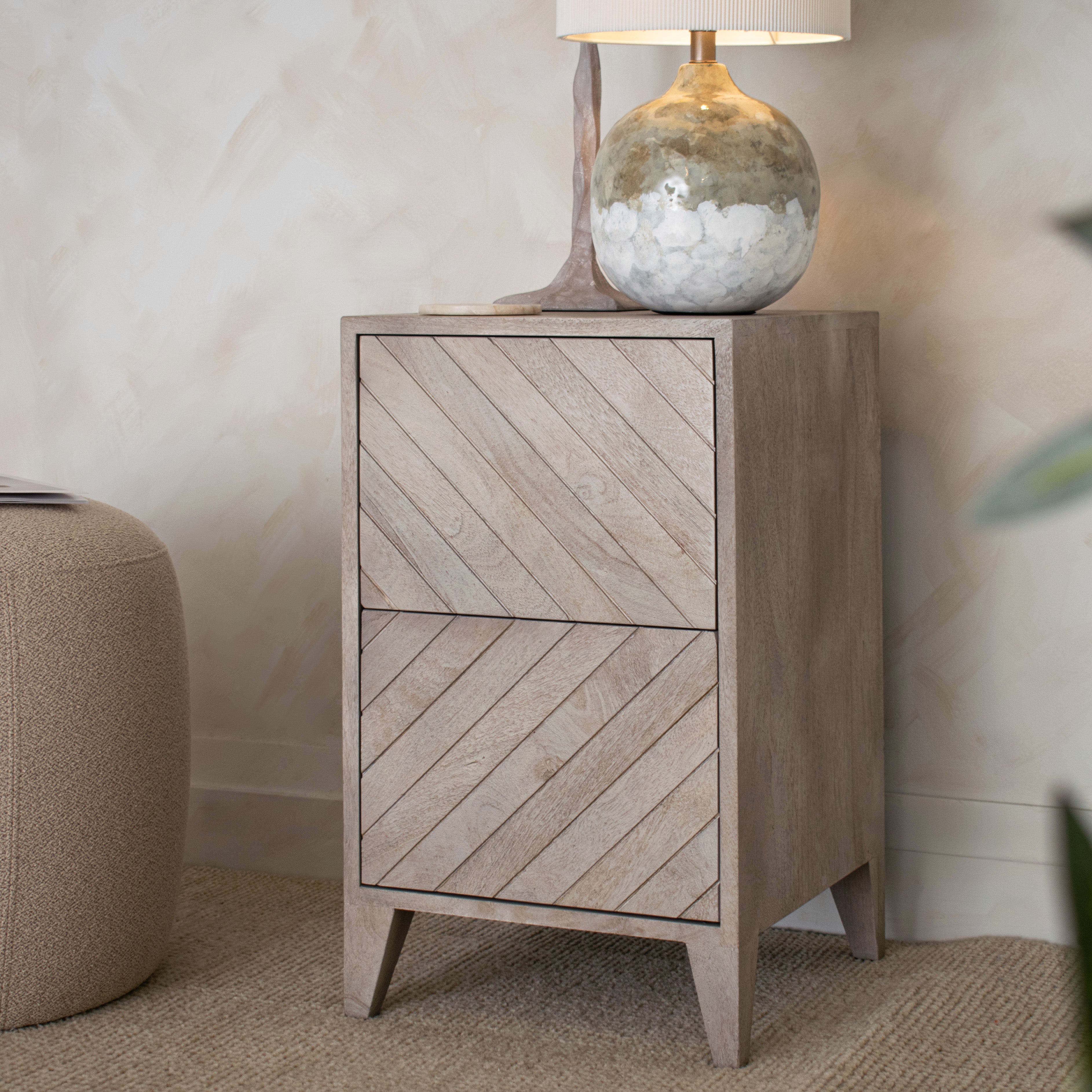 Croft Left/Right Bedside Table - Stonewash