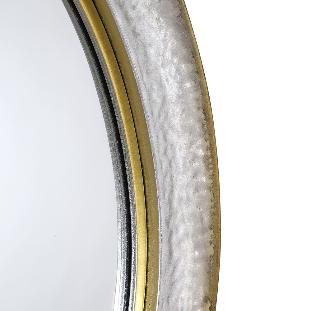 Hammered Circular Wall Mirror- Silver & Gold