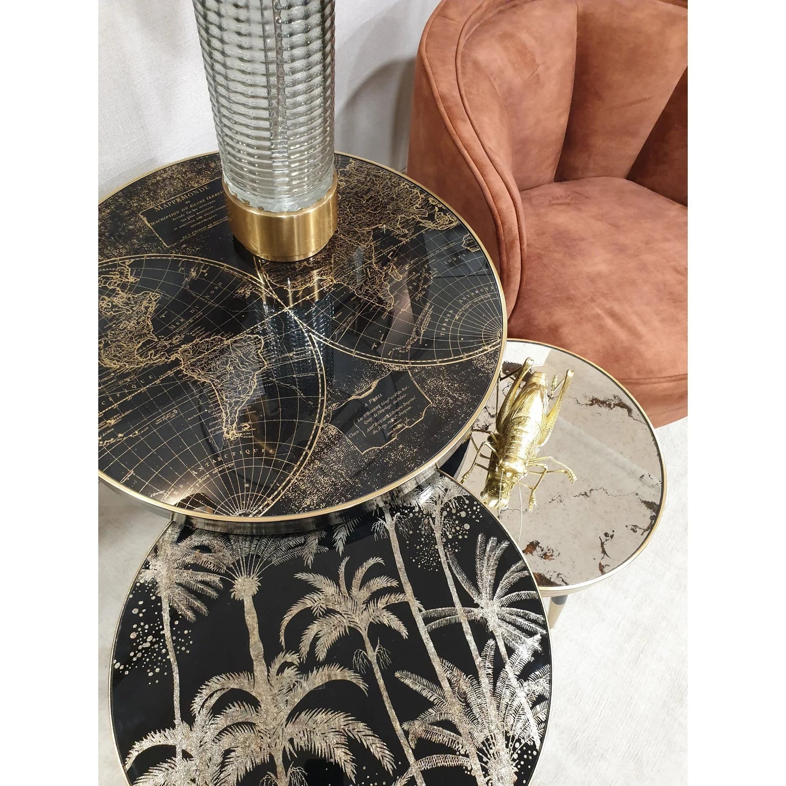 Venus Side Table - Black & Gold Finish