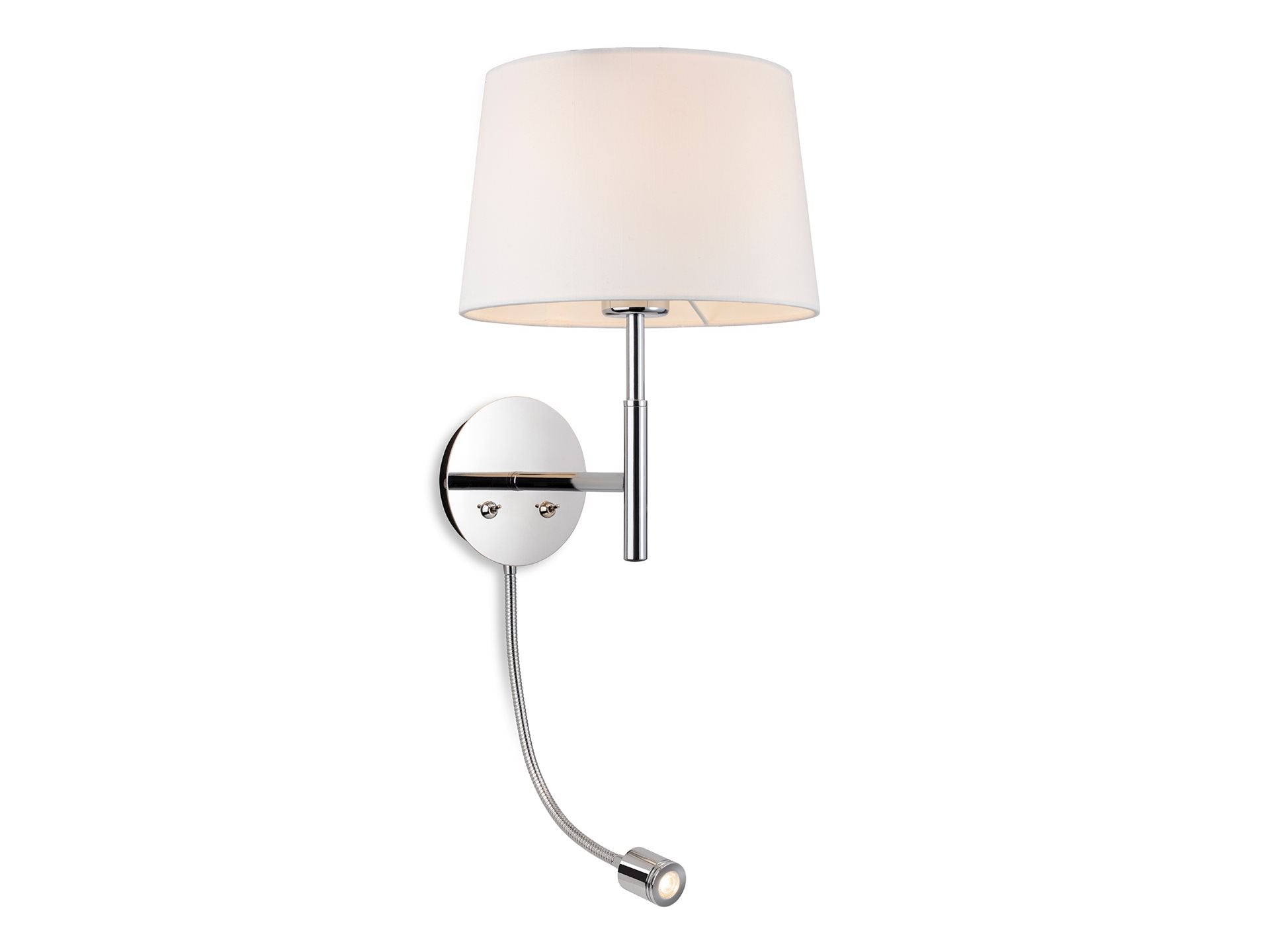 Seymour 2 Light Wall Light-  Chrome with Cream Shade