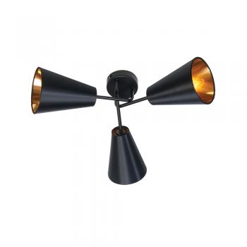 Taza 3/5 Light Semi Flush Ceiling Light - Black & Gold