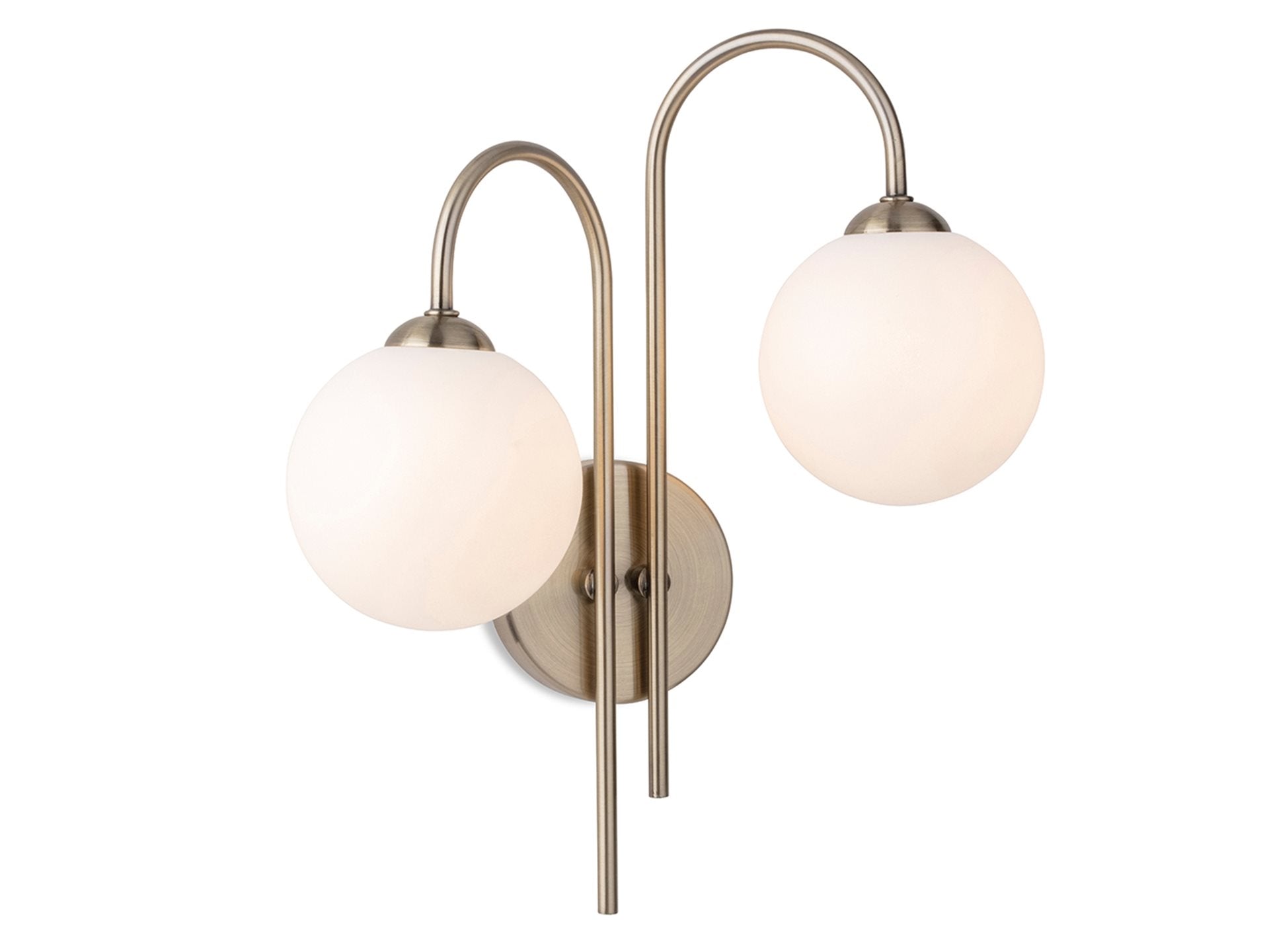 Lyndon 2Lt Wall Light Antique Brass/ Brushed Steel
