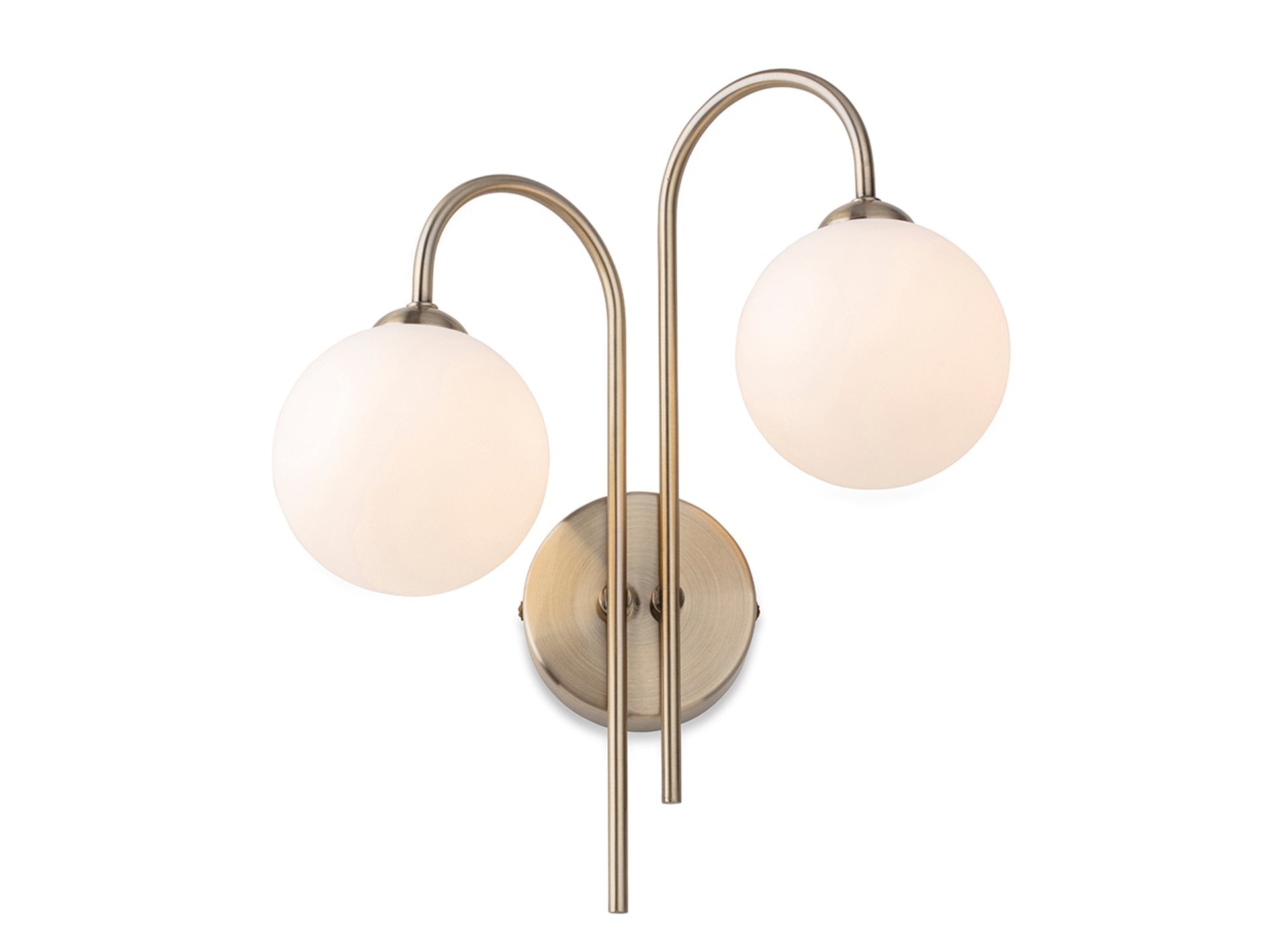 Lyndon 2Lt Wall Light Antique Brass/ Brushed Steel