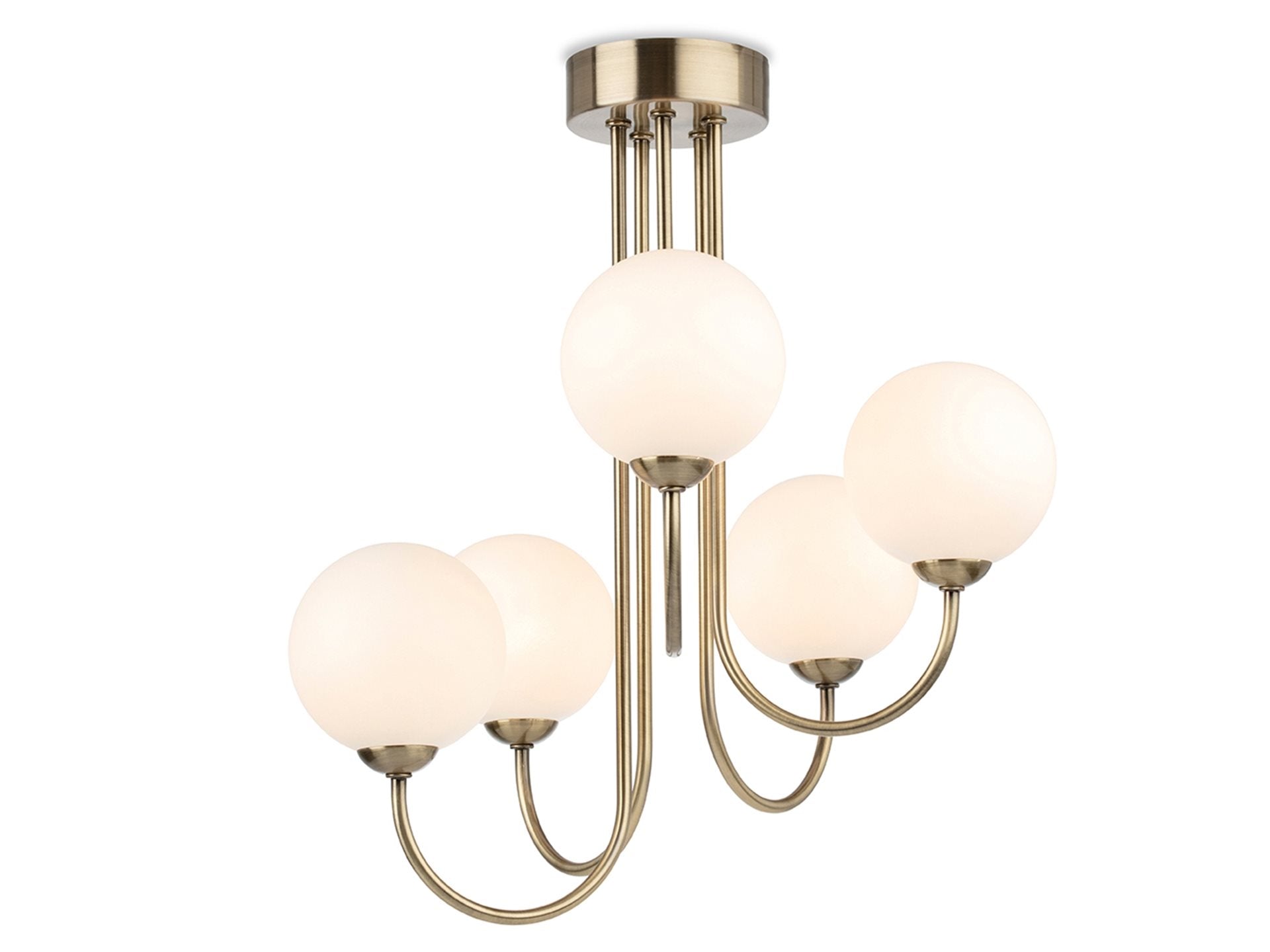 Lyndon 3/5Lt Ceiling Light- Antique Brass/ Brushed Steel Finishes