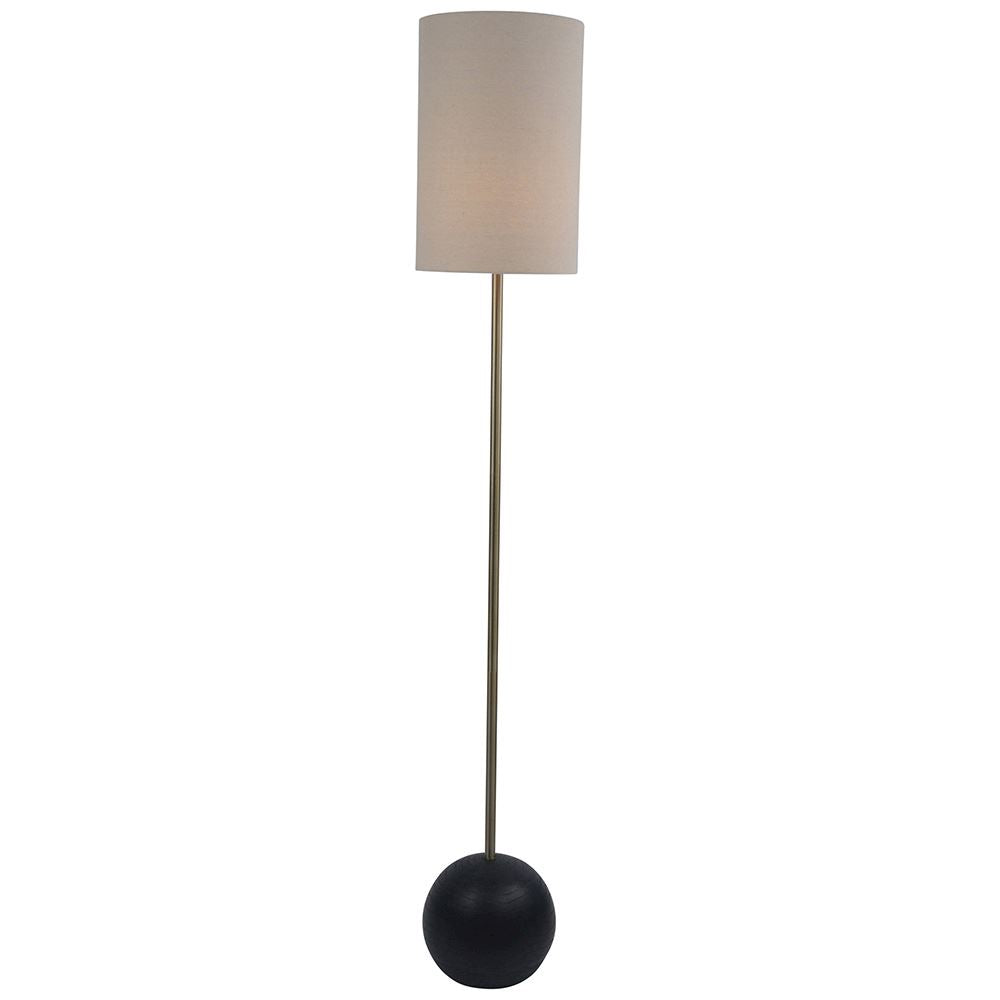 Ball Floor Lamp- Black w Oatmeal Shade