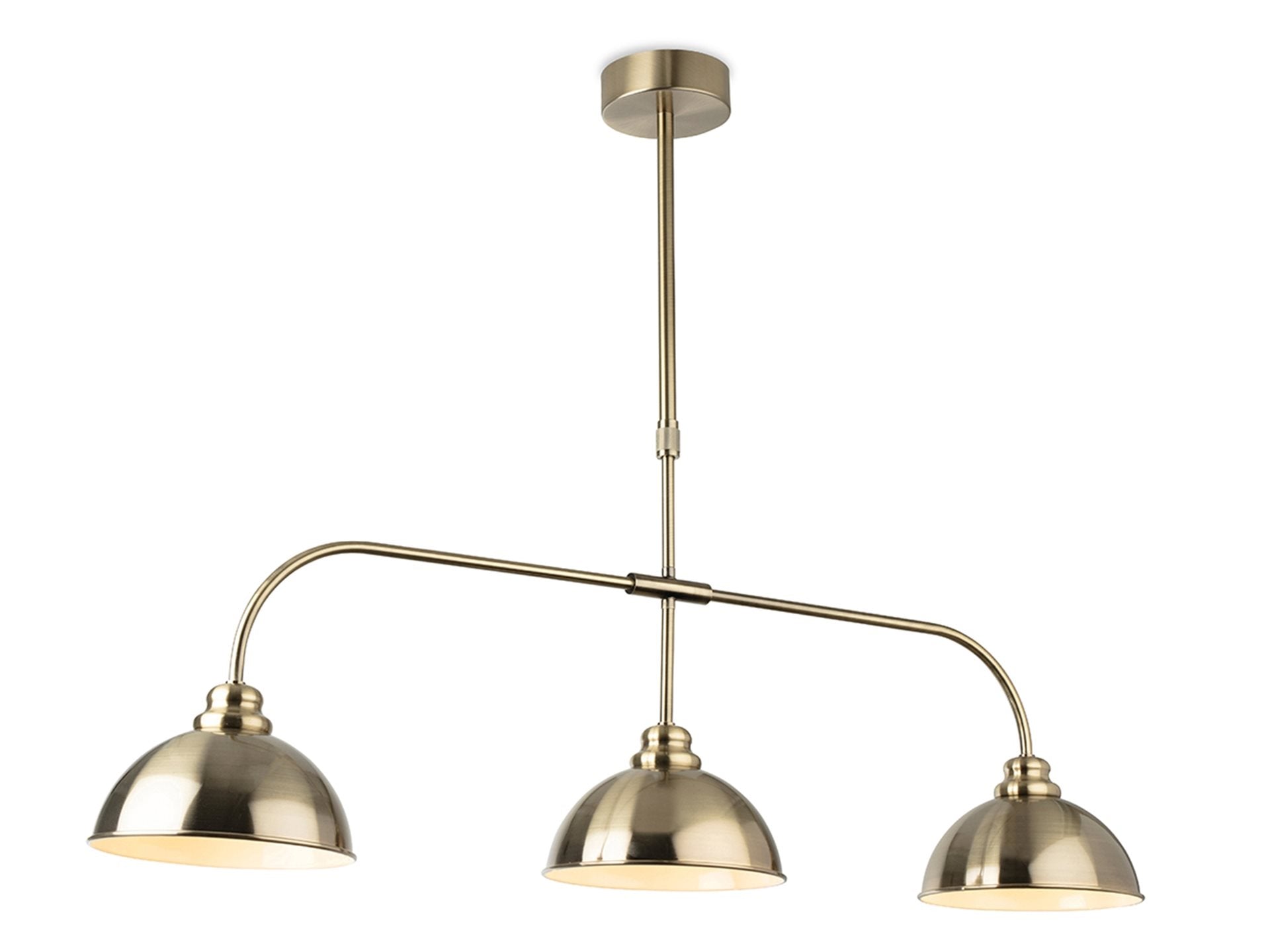 Eagle 3lt Kitchen Island Light- Antique Brass/ Brushed Steel