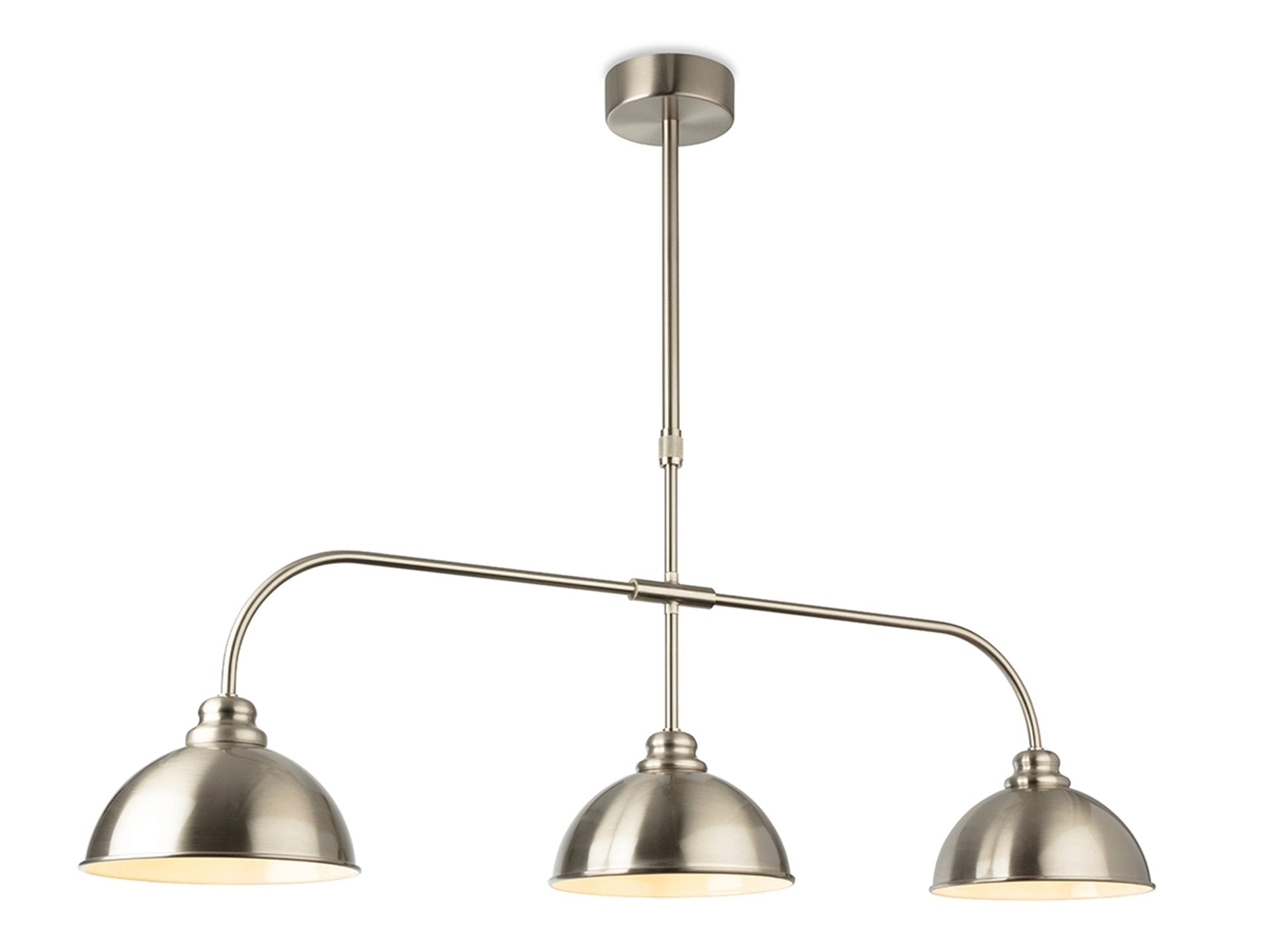 Eagle 3lt Kitchen Island Light- Antique Brass/ Brushed Steel