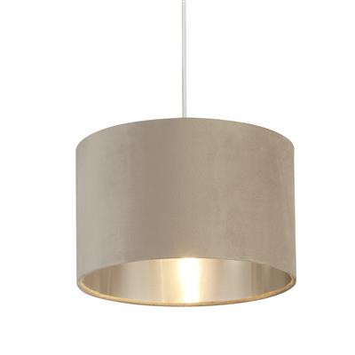 Taupe Velvet Drum Light Shade - 28cm