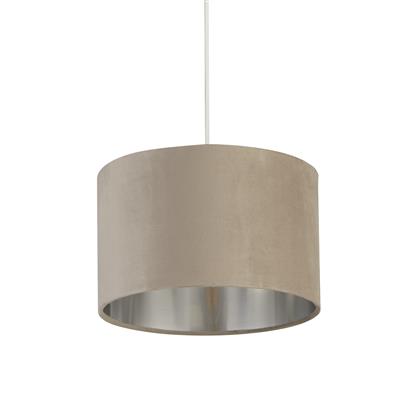 Taupe Velvet Drum Light Shade - 28cm