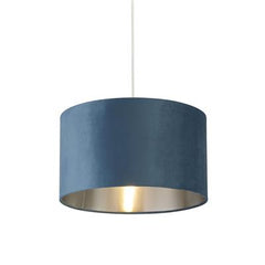 Teal Velvet Drum Light Shade - 28cm