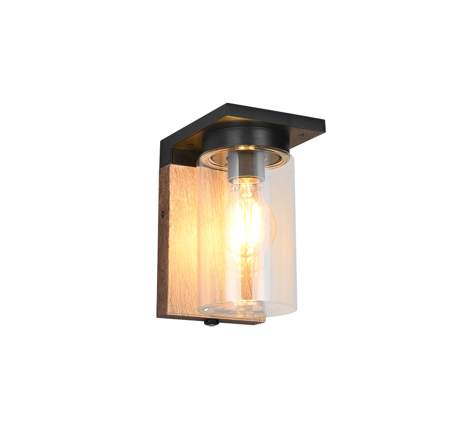 Ardila Outdoor Wall Light- Black/ Wood Finish