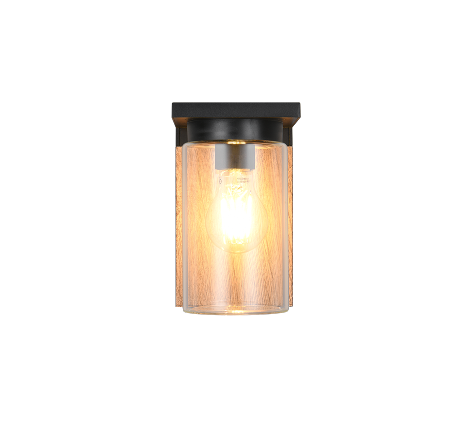 Ardila Outdoor Wall Light- Black/ Wood Finish