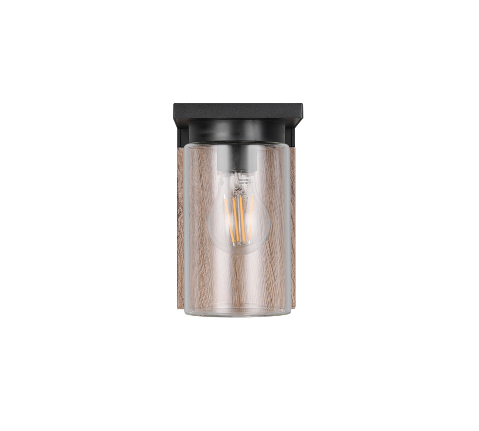 Ardila Outdoor Wall Light- Black/ Wood Finish