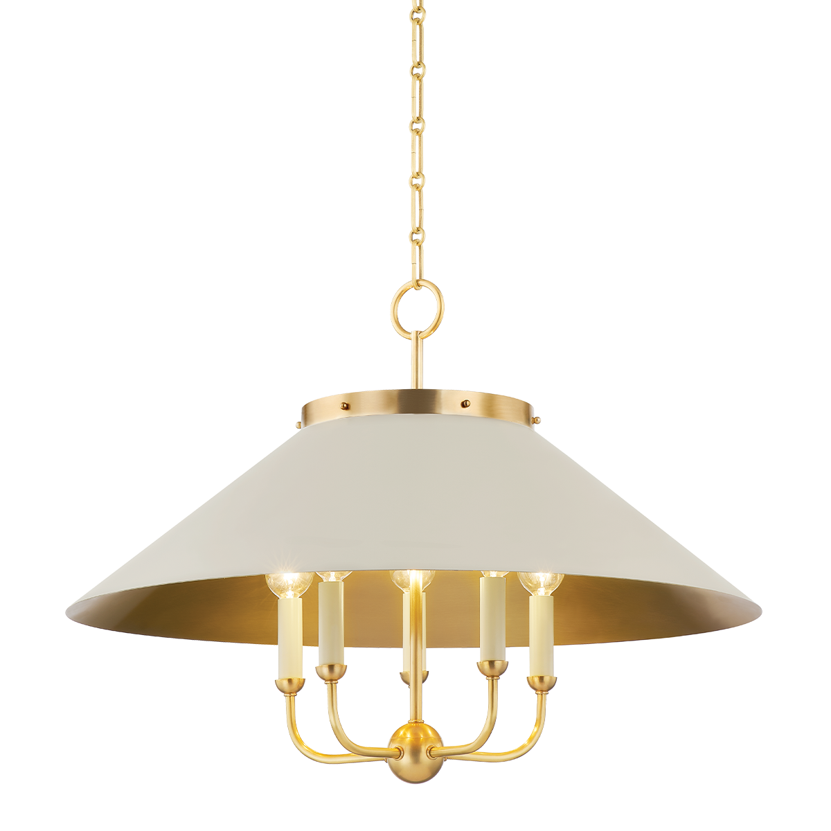 Clivedon 5Lt Chandelier - Aged Brass
