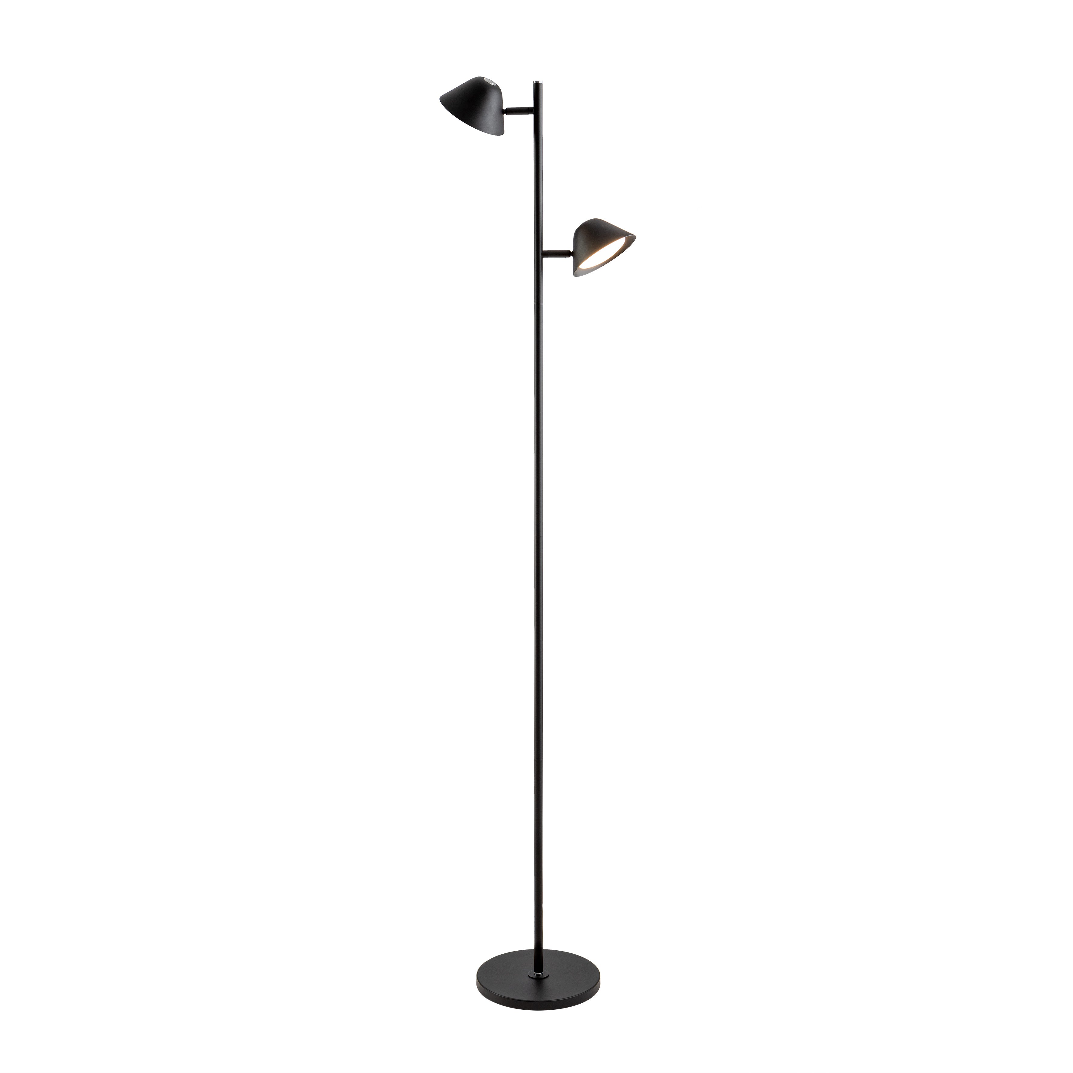 Taros 2Lt Floor Lamp- Black/ White Finish