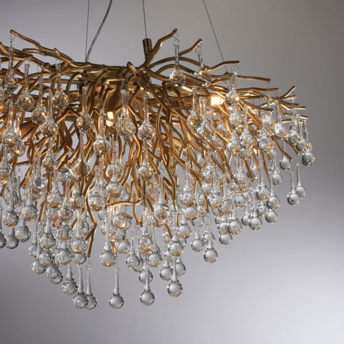 Ariana 10Lt Gold Droplet Chandelier