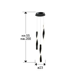 Twist - Lamp 3L Black/Gold Ip20 Integrated Led