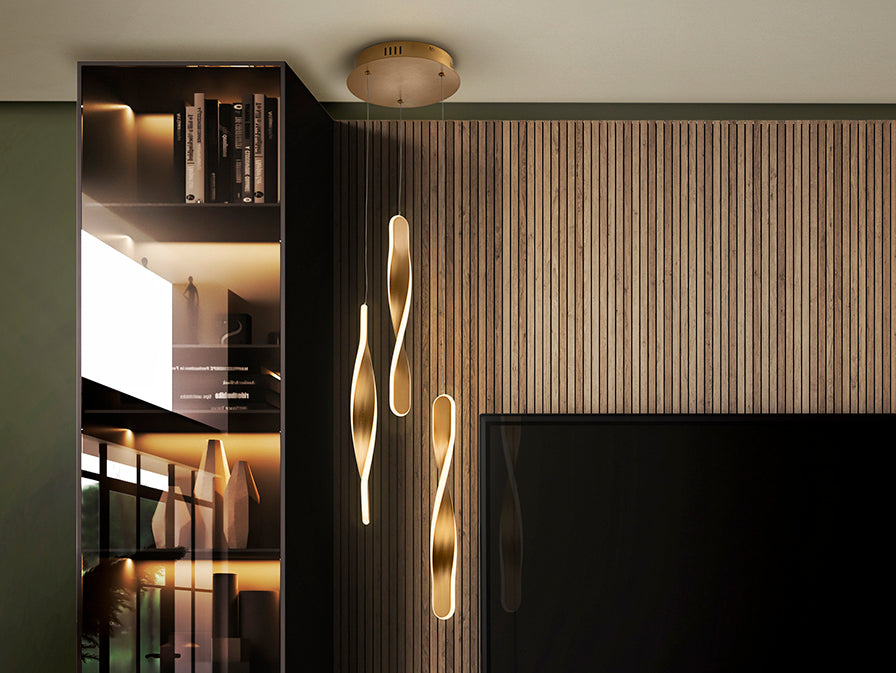 Twist - Lamp 3L Black/Gold Ip20 Integrated Led